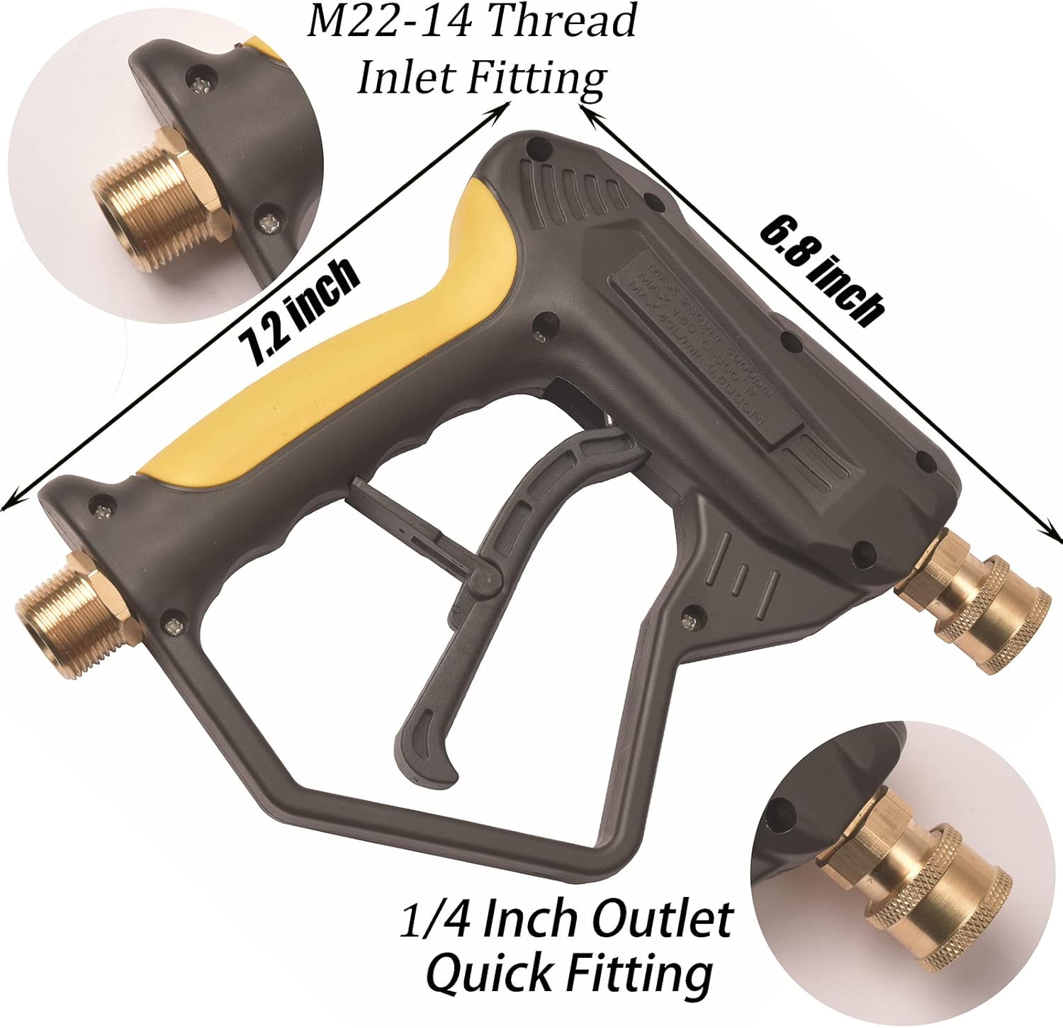 GDHXW Pistola de lavado de alta presión 5000 PSI Max con conector rápido y adaptador M22