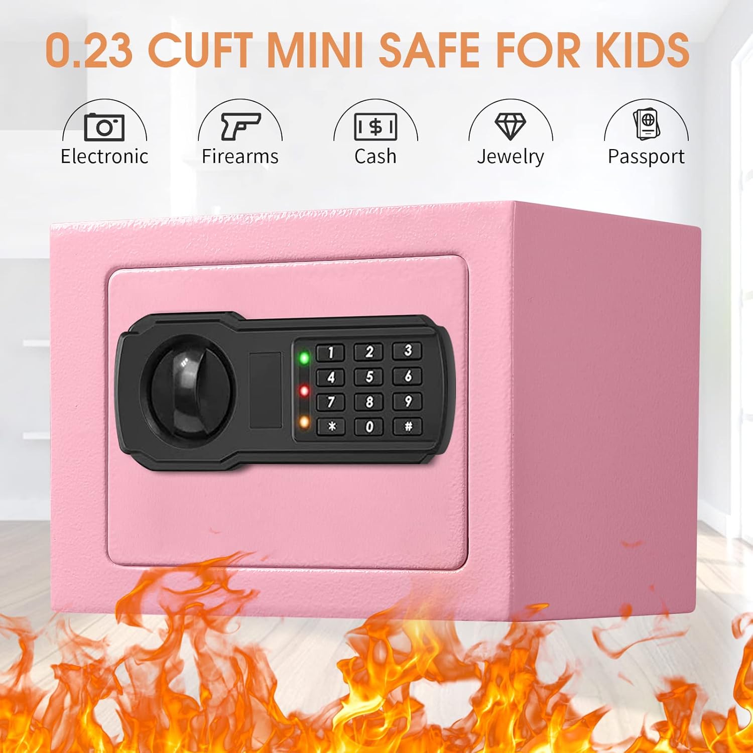 Caja de seguridad pequeña ignífuga por dinero, 0.23 pies cúbicos Mini caja fuerte ignífuga con cerradura de combinación, caja fuerte digital para