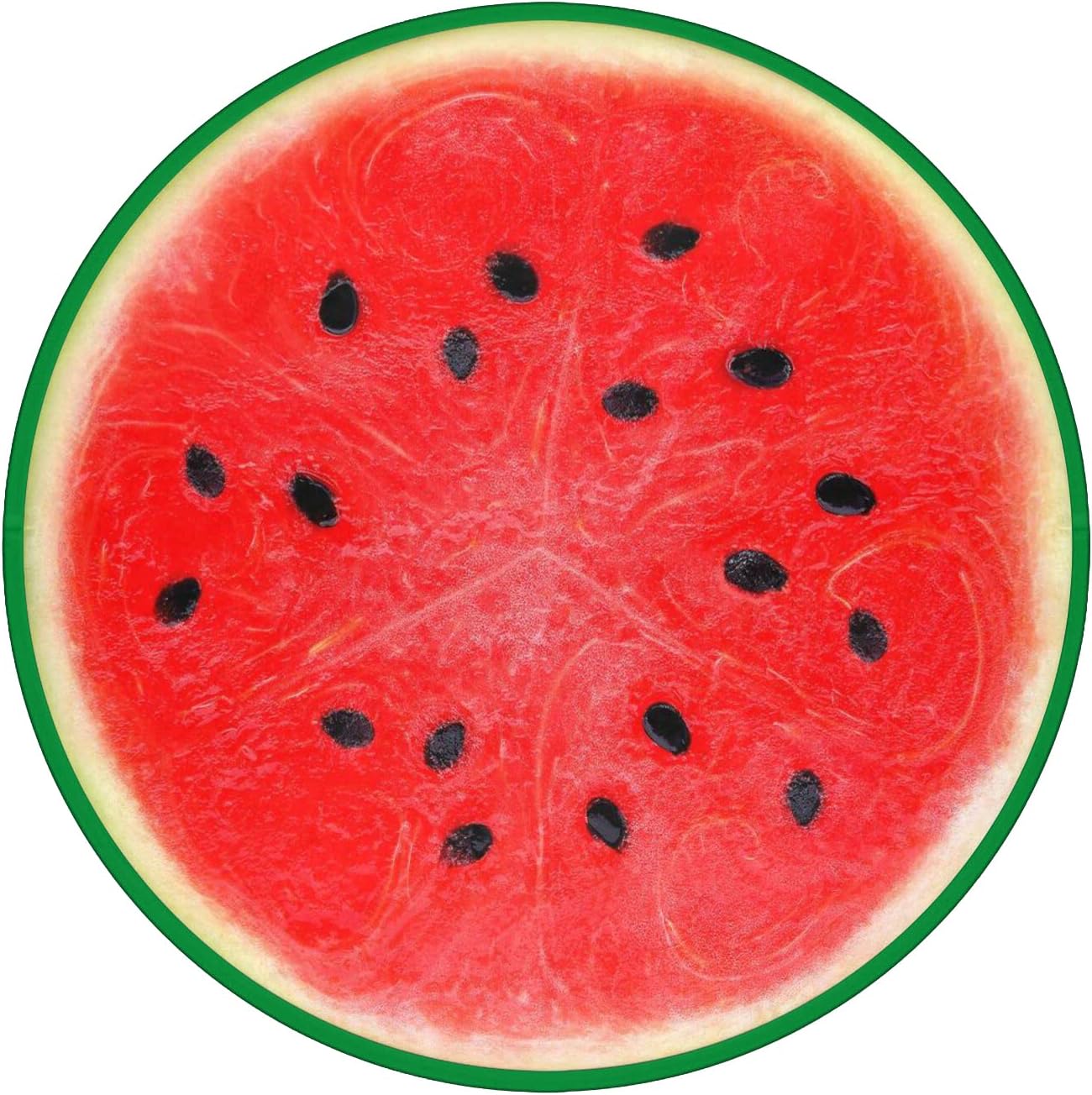 keepcute Alfombra redonda de frutas, alfombra con estampado de sandía, alfombra circular antideslizante para dormitorio, sala de estar, estudio al