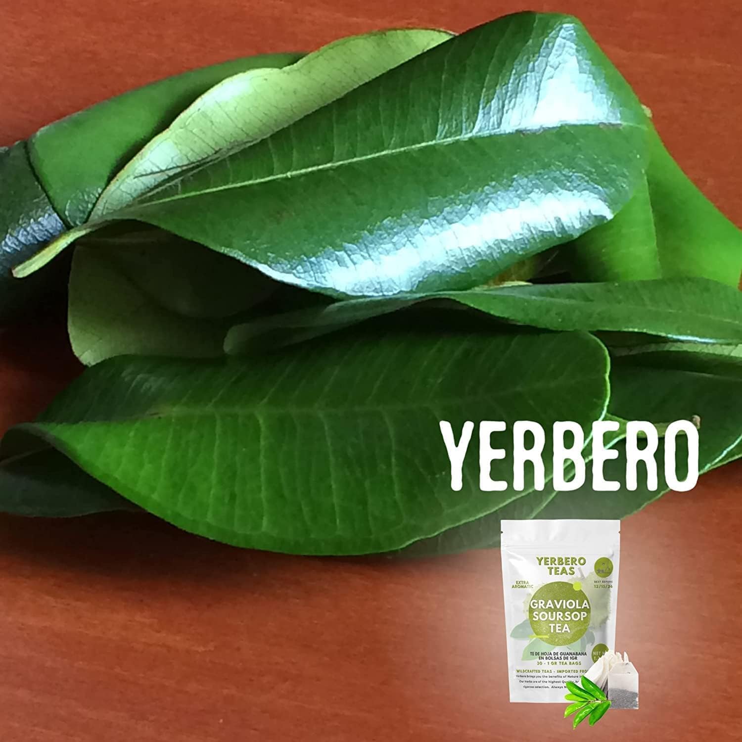 Yerbero – Polvo de guanábana de graviola seca de primera calidad, 2 oz (56 g) Hoja de Guanabana En Polvo, 100% Natural Delicioso Té Fresco  De