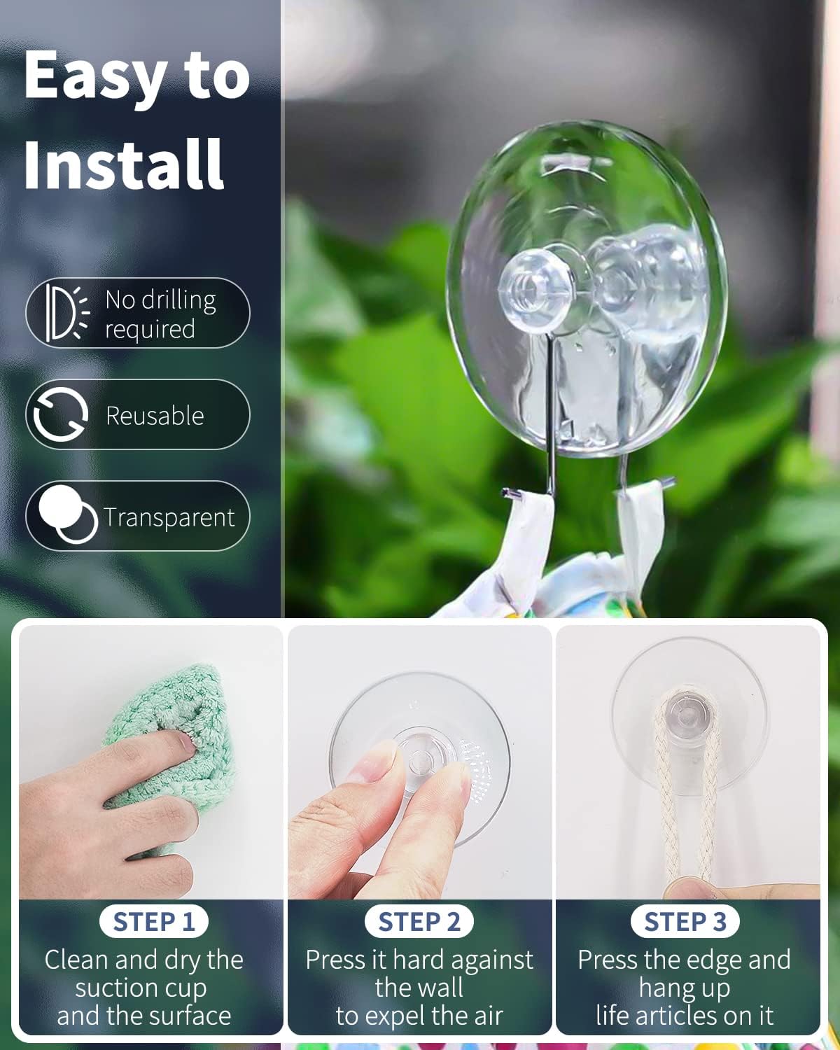 Pawfly Paquete de 50 ventosas, pequeñas ventosas de goma para el hogar, cocina, baño, organización, decoración de Navidad (2.2 pulgadas)