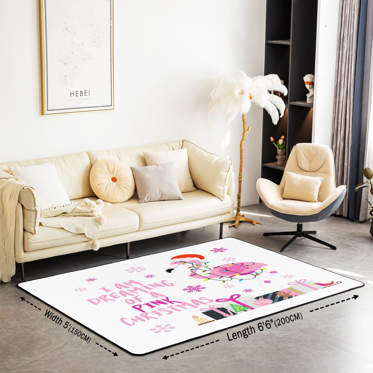 Alfombras de sala de estar, color rosa, de Navidad, para niños, niñas, adolescentes, decoración de habitación con patrón de flamenco tropical, juego