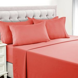 LDC LUX DECOR COLLECTION Sábanas Juego de sábanas de 6 piezas tamaño matrimonial Sábanas de microfibra cepillada Sábanas y fundas de almohada de LDC LUX DECOR COLLECTION Sábanas Juego de sábanas de 6 piezas tamaño matrimonial Sábanas de microfibra cepillada Sábanas y fundas de almohada de