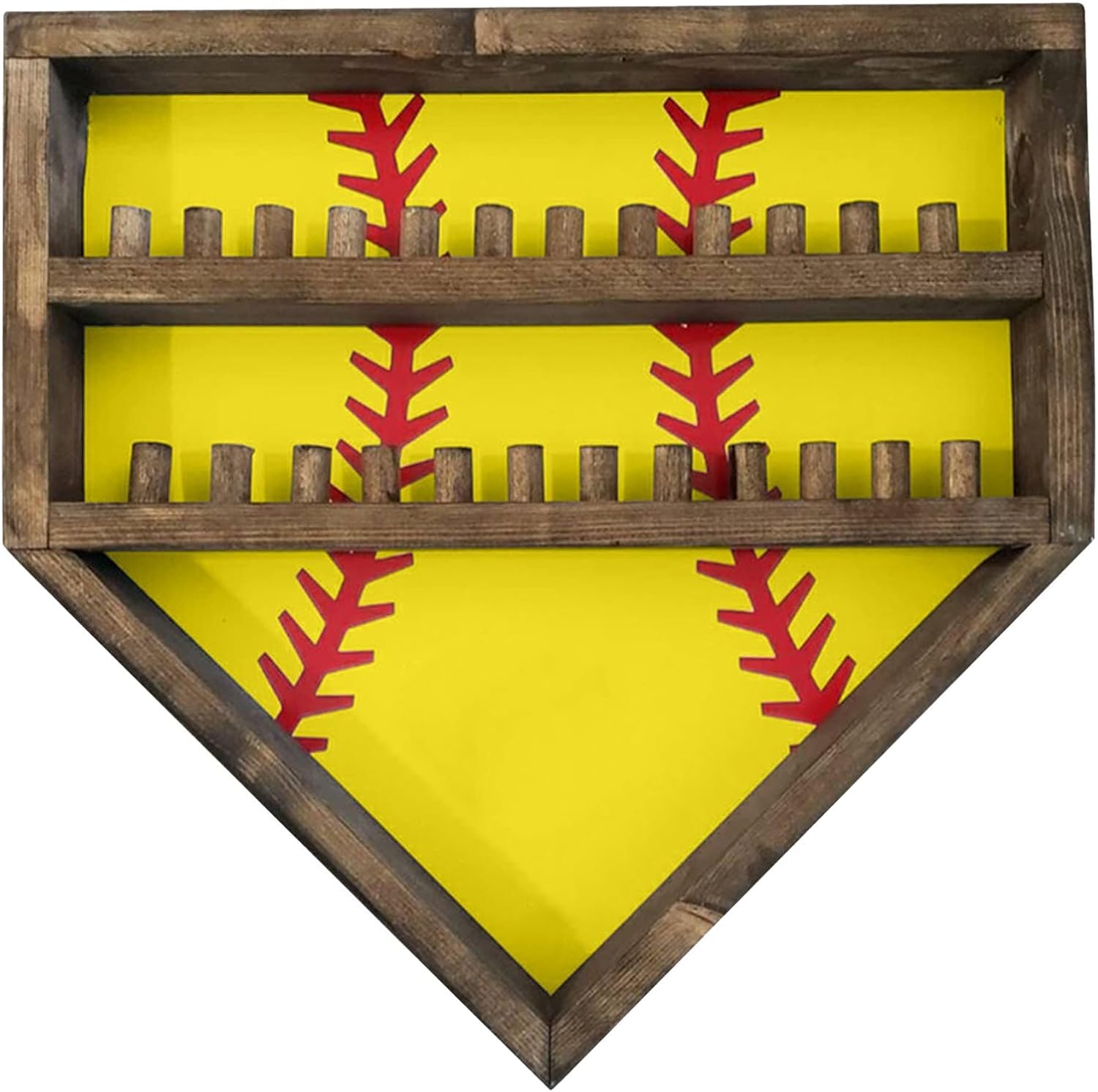 Soporte de exhibición de béisbol rústico de madera, estante de almacenamiento de anillos de béisbol y campeonato, soporte de exhibición de