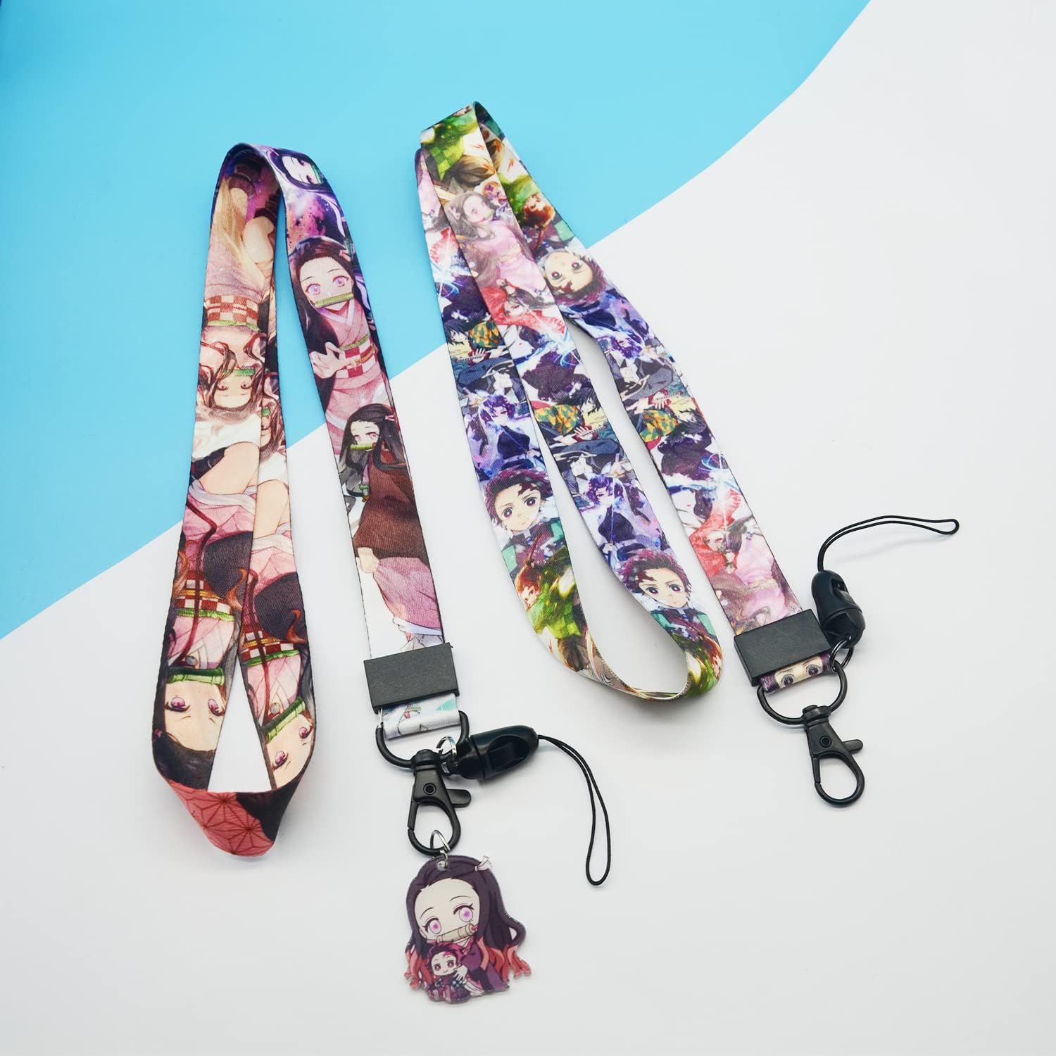 Demon Anime Nezuko – Tarjetero con 2 cordones, tarjetero para tarjetas de crédito de identificación Kawaii, bolsa con cordón, funda para tarjetas de