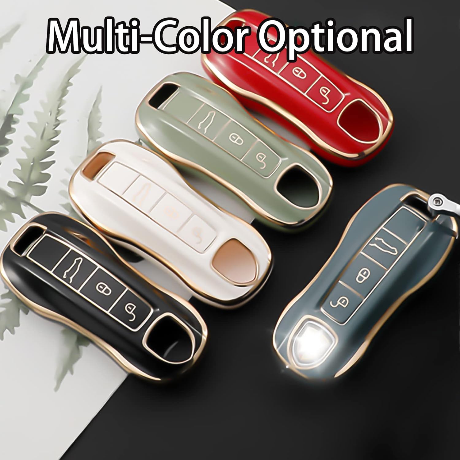 Funda protectora para llavero inteligente compatible con Porsche 911 Cayenne Panamera TAYCAN de 3 botones sin llave, accesorios de control remoto