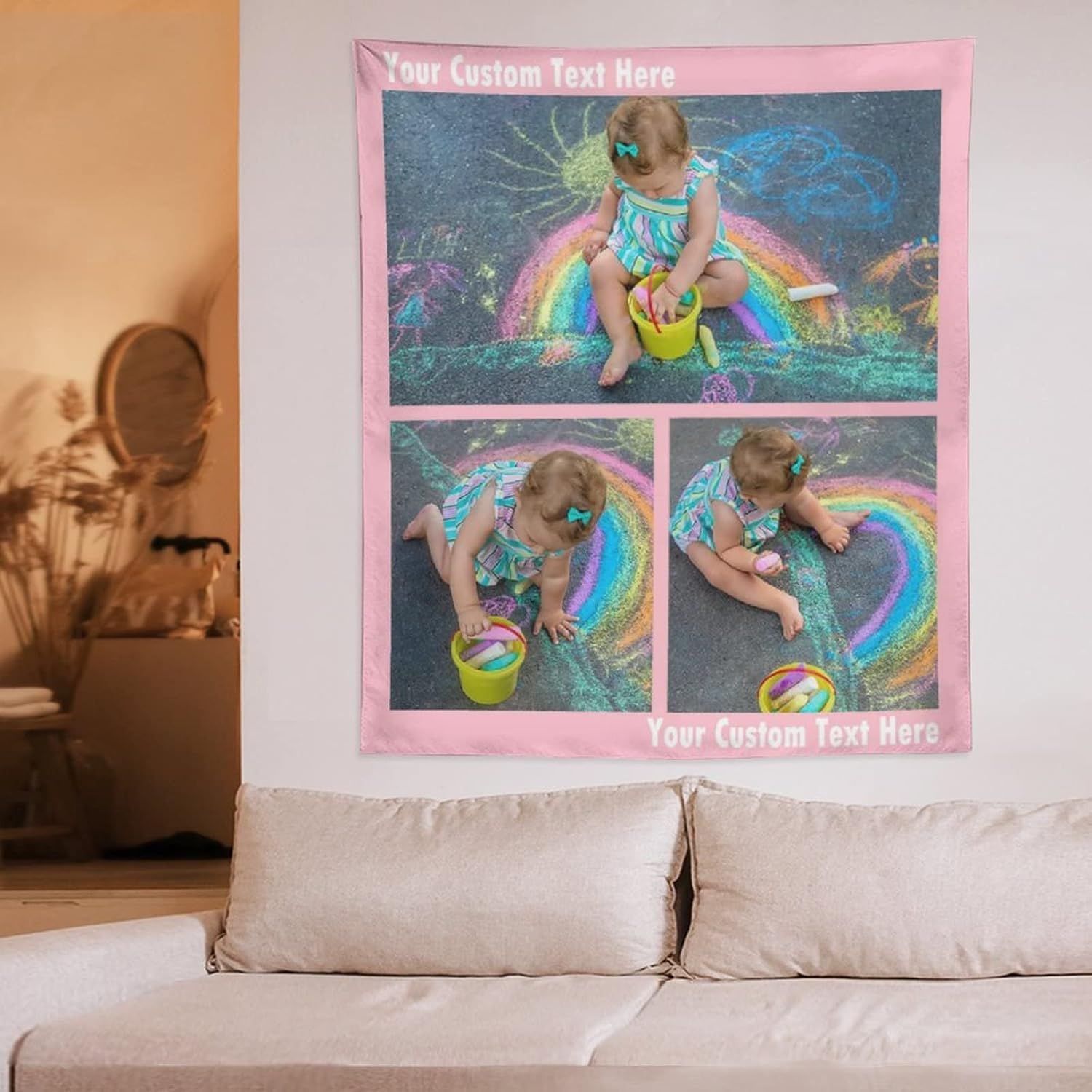 Tapiz personalizado para cargar imágenes con fotos y textos, tapiz personalizado para colgar en la pared, manta de telón de fondo para decoración de