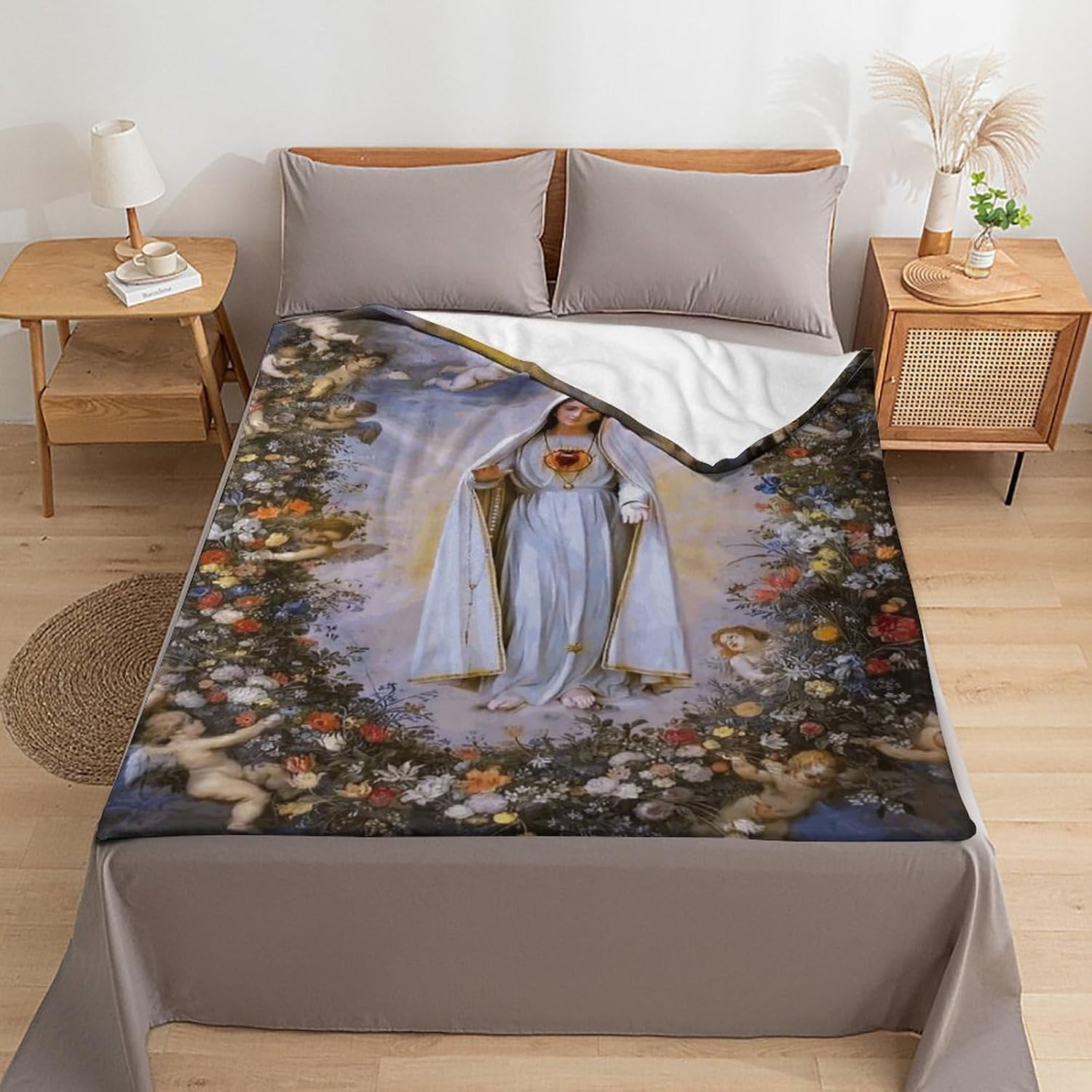Manta de franela con diseño de Virgen María, Nuestra Señora de Guadalupe, suave y cómoda, regalo de creencias religiosas para cuatro estaciones,