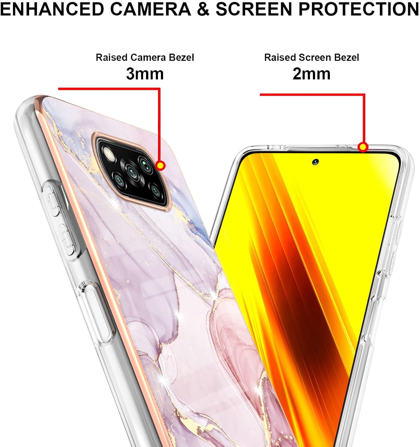 Funda delgada para Xiaomi Poco X3 NFC, diseño de mármol brillante IMD funda de moda para niñas, cubierta de protección de pantalla y cámara para