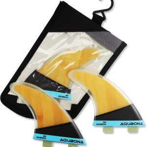 AQUBONA Juego de aletas grandes (MF) de fibra de vidrio de bambú para tablas de surf, tablas de surf de una sola pestaña o doble pestaña, con AQUBONA Juego de aletas grandes (MF) de fibra de vidrio de bambú para tablas de surf, tablas de surf de una sola pestaña o doble pestaña, con