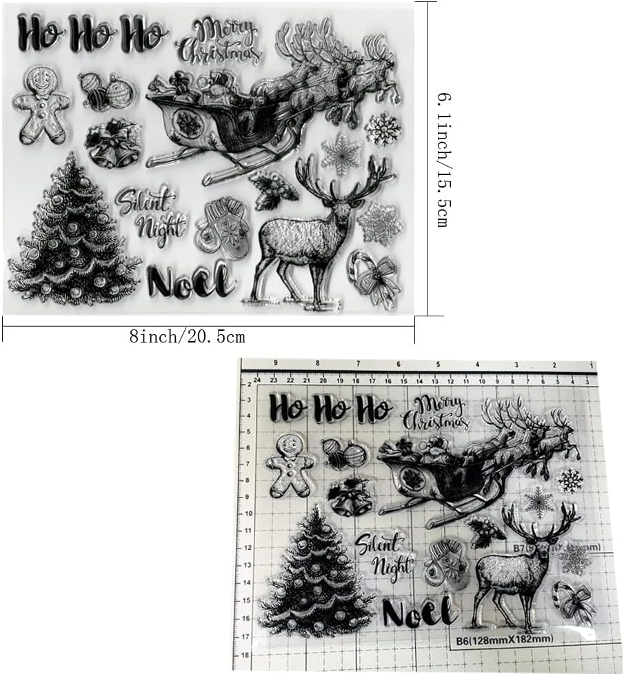 Sellos de Navidad para hacer tarjetas, sellos transparentes, sello de feliz Navidad, para hacer tarjetas de Navidad, sellos de goma, sello de árbol