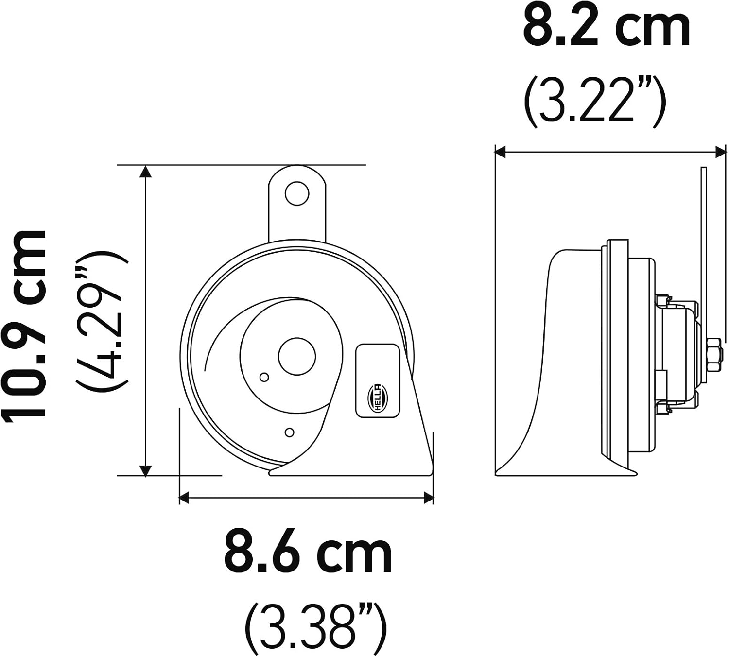 HELLA 012010971 Kit de bocina de trompeta negra de 12 V (paquete de ampollas de ajuste universal)