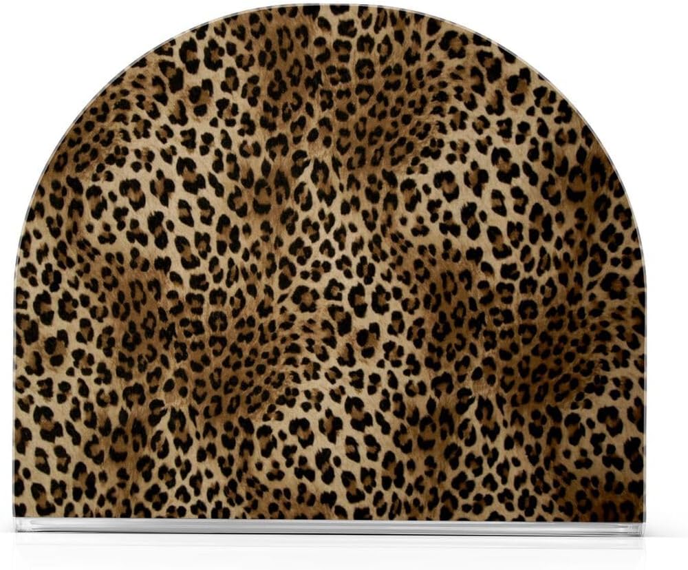 Nander Servilleteros vintage con estampado de leopardo para cocina, elegantes servilleteros de papel con placa acrílica, dispensador de toallas de