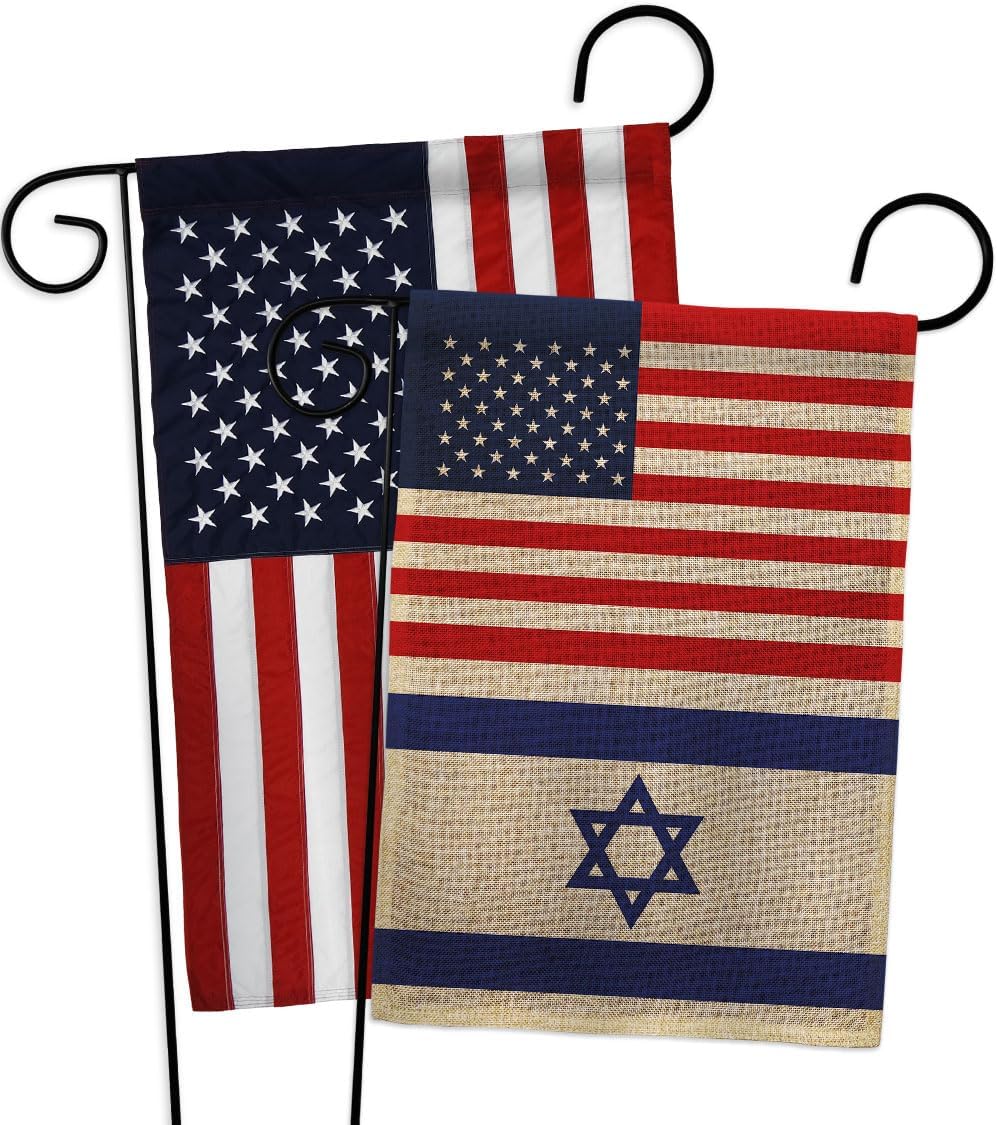 Americana Home & Garden Bandera israelí de Israel de Estados Unidos para exteriores, paquete de pancartas para jardín, pared al aire libre, puerta,