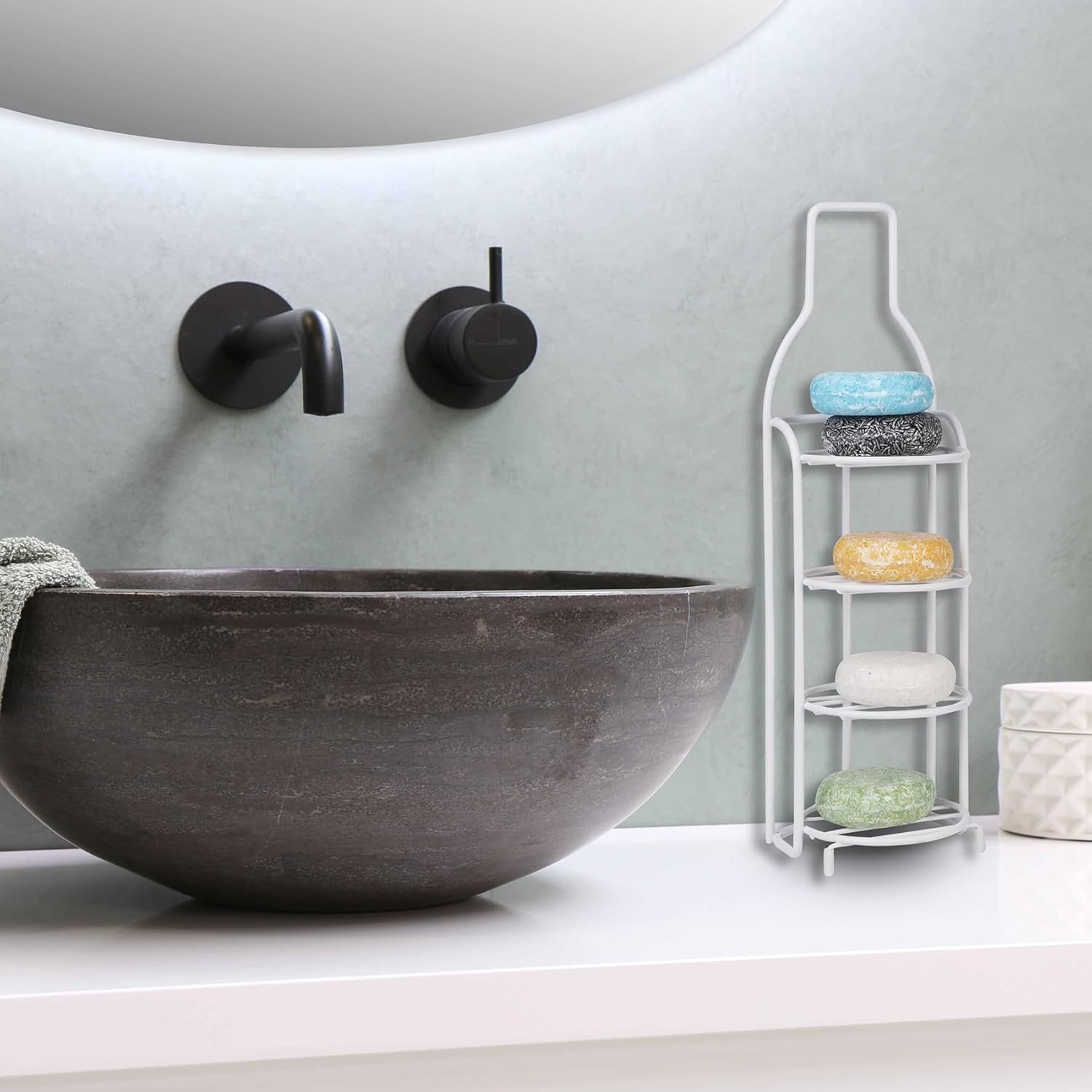 Jabonera para pared de ducha, jabonera de 4 niveles, barra de acero inoxidable, ducha, baño, autodrenante, resistente al óxido, potente sin taladrar