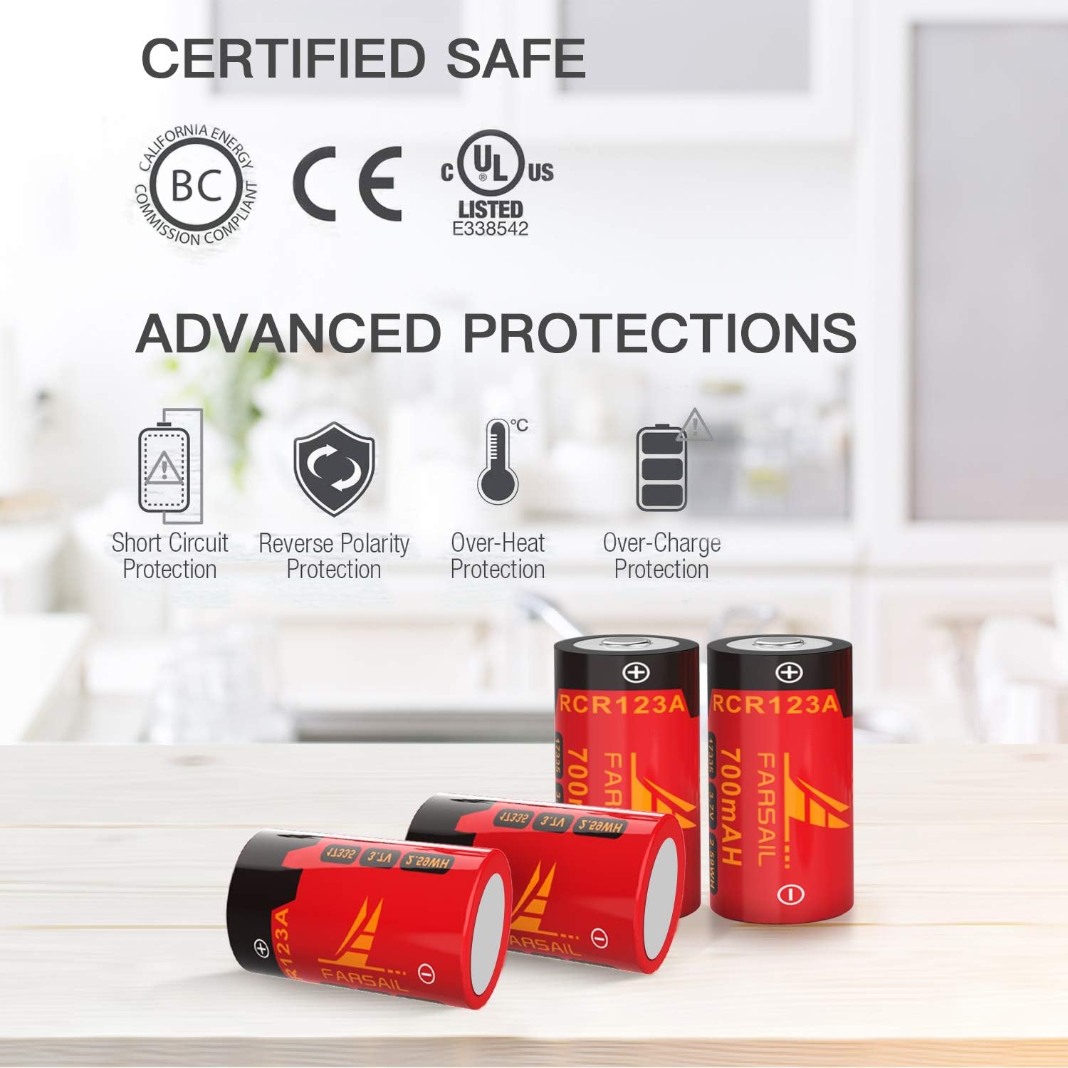 Arlo – Baterías recargables CR123A, cargador FARSAIL 4 unidades 800mAH 123A NiMH baterías recargables para cámara Arlo VMS3130 VMC3030 VMK3200