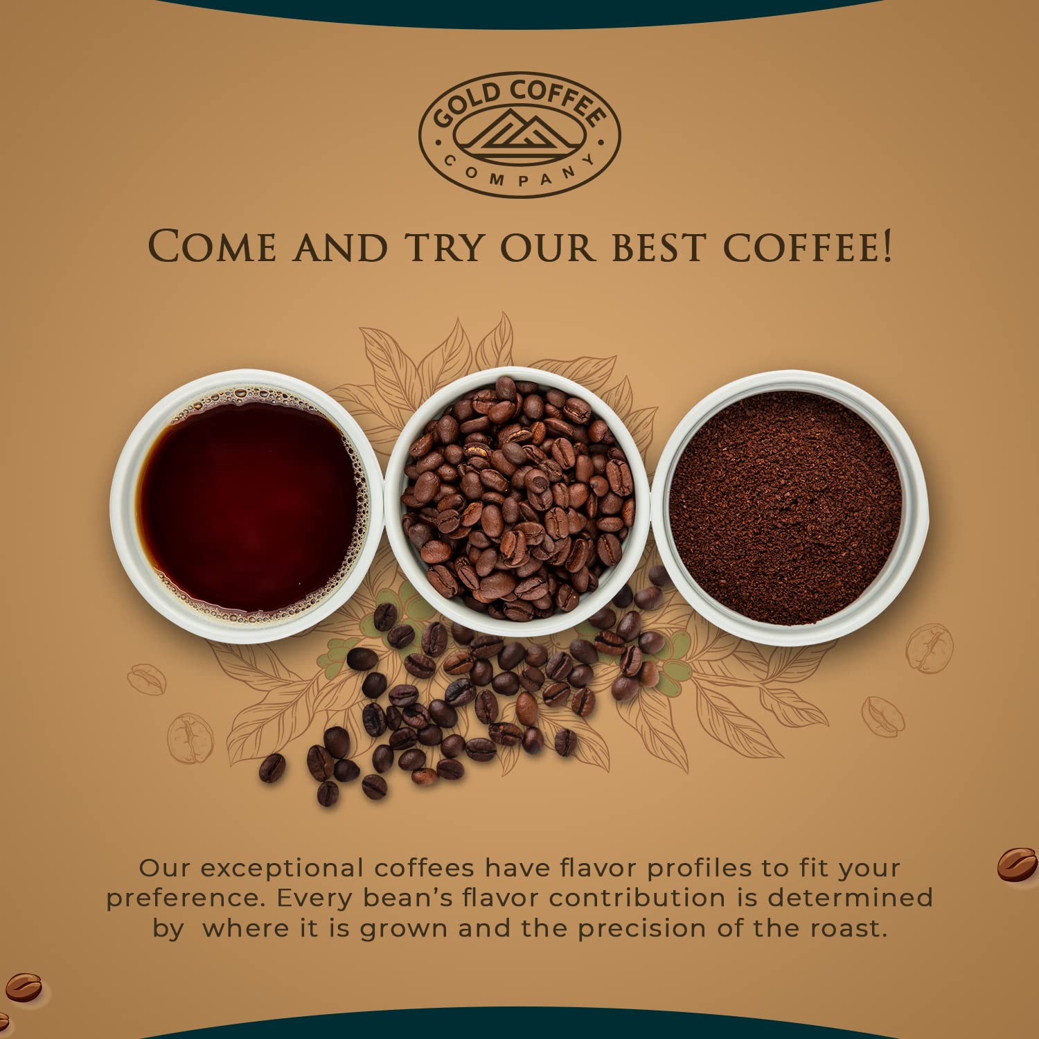 Gold Coffee Blue Mountain Blend Café de grano entero de tostado medio, 1 libra (paquete de 1) – Café instantáneo tostado a la perfección, granos de