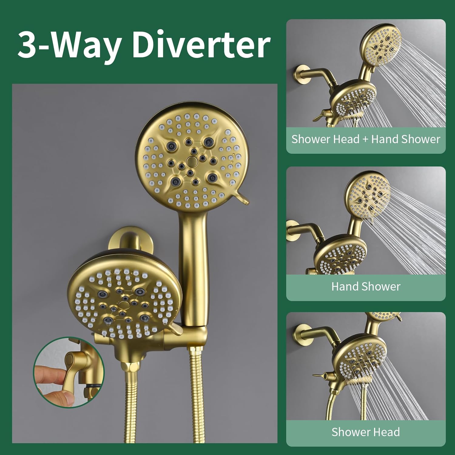 Juego de grifo de ducha de 3 manijas, sistema de ducha con boquilla de bañera, juego de grifo de bañera, juego combinado de cabezal de ducha,