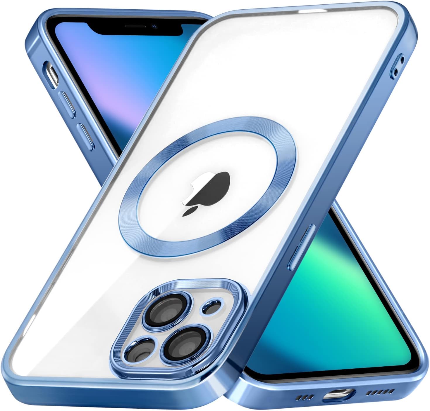 ZCDAYE Funda para iPhone 15 Pro Max, iPhone 15 Pro Max (6.7 pulgadas) Funda compatible con carga inalámbrica, borde galvanizado transparente TPU a