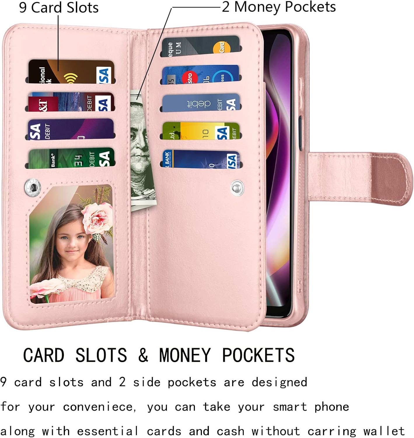 NJJEX Funda tipo cartera para Motorola Moto G 5G 2022, para Moto G 5G 2022, 9 ranuras para tarjetas Funda de piel sintética para tarjetas de crédito
