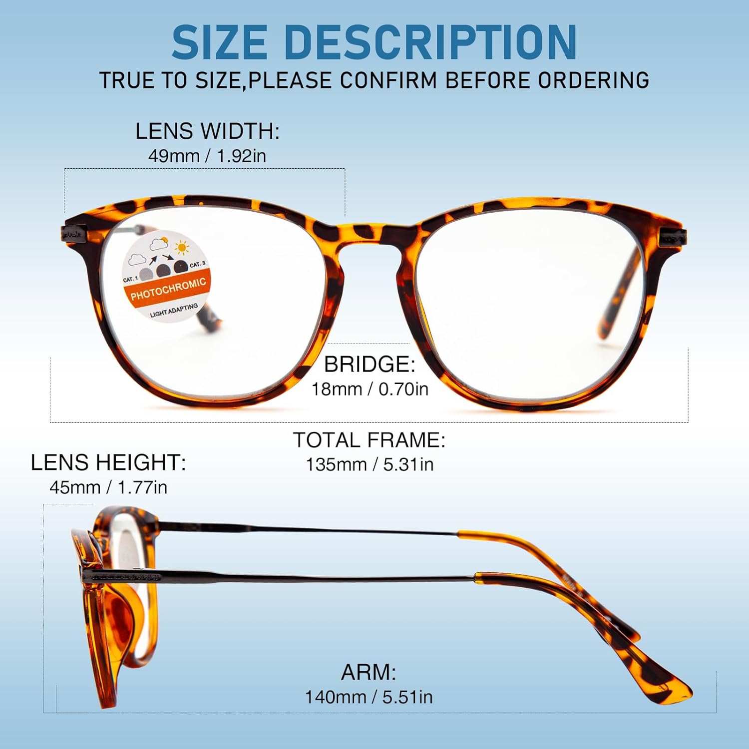 LianSan Gafas de lectura bifocales fotocromáticas para mujeres y hombres, lectores redondos de borde completo TR90 prémium