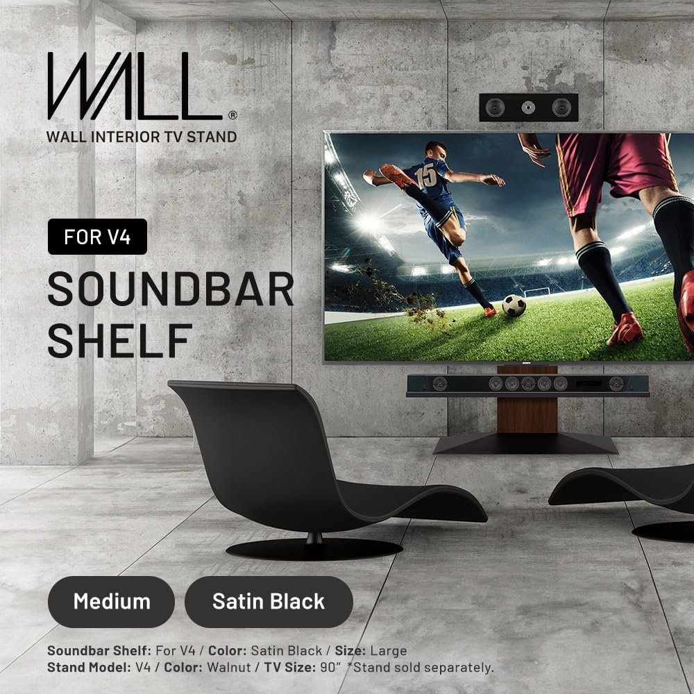 WALL Estante de barra de sonido para soporte de TV modelo V4, tamaño mediano, ancho 37.4 in  37.4 pulgadas, negro satinado