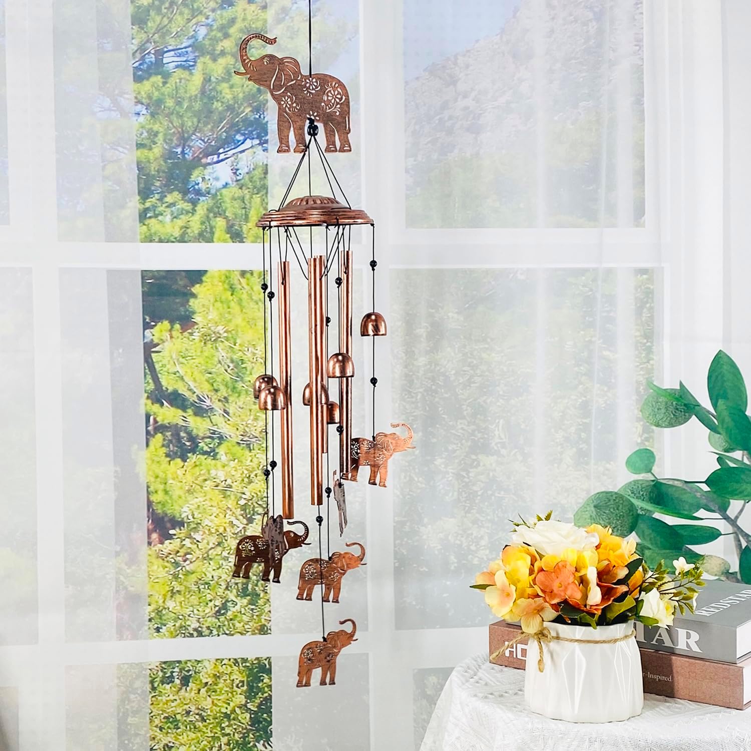 Campanillas de viento de elefante para exteriores, regalos de elefante para mujereshombresmamáabuelaesposa, regalos de cumpleaños, regalo