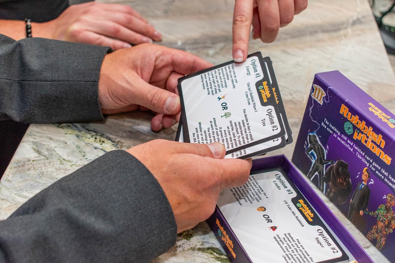 Genius Empire Juego de cartas de opciones de basura – Edición original, divertidos juegos familiares para adultos y adolescentes – Increíble