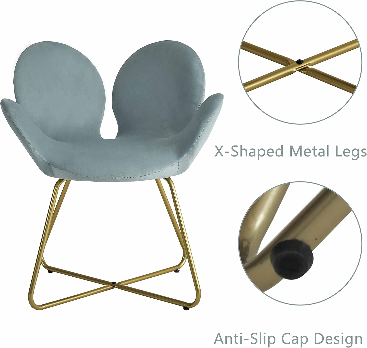 ANOUR Sillas decorativas modernas de terciopelo, sillas de sala de estar con patas de metal dorado, sillas de tocador tapizadas, sillones