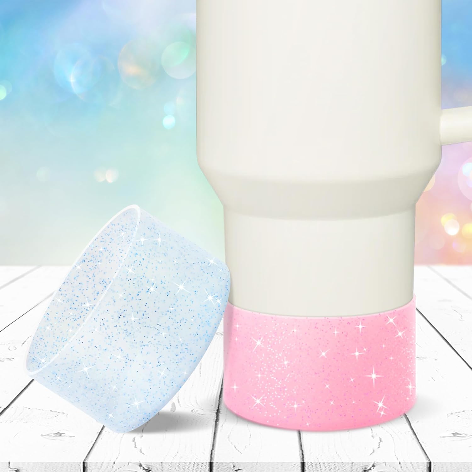 Vmini Funda protectora de silicona con purpurina, compatible con vaso Stanley de 20 a 40 onzas y botella de agua Hydro Flask de 12 a 24 onzas y más