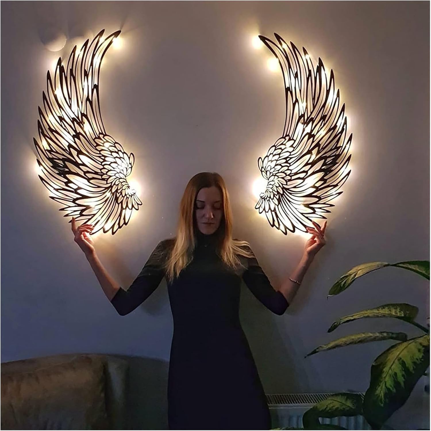 Adhesivos decorativos para pared, mural creativo, alas de ángel, para el hogar, TV, pintura de pared, removible con decoración para habitación de