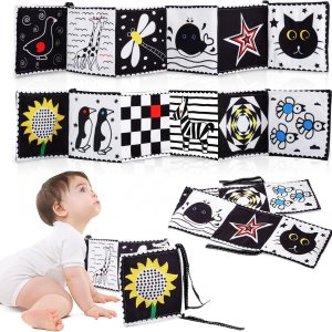 Libro de alto contraste en blanco y negro, juguetes para bebés de 0 a 6 meses, libro de tela para bebé, juguetes para el tiempo boca abajo, juguetes Libro de alto contraste en blanco y negro, juguetes para bebés de 0 a 6 meses, libro de tela para bebé, juguetes para el tiempo boca abajo, juguetes