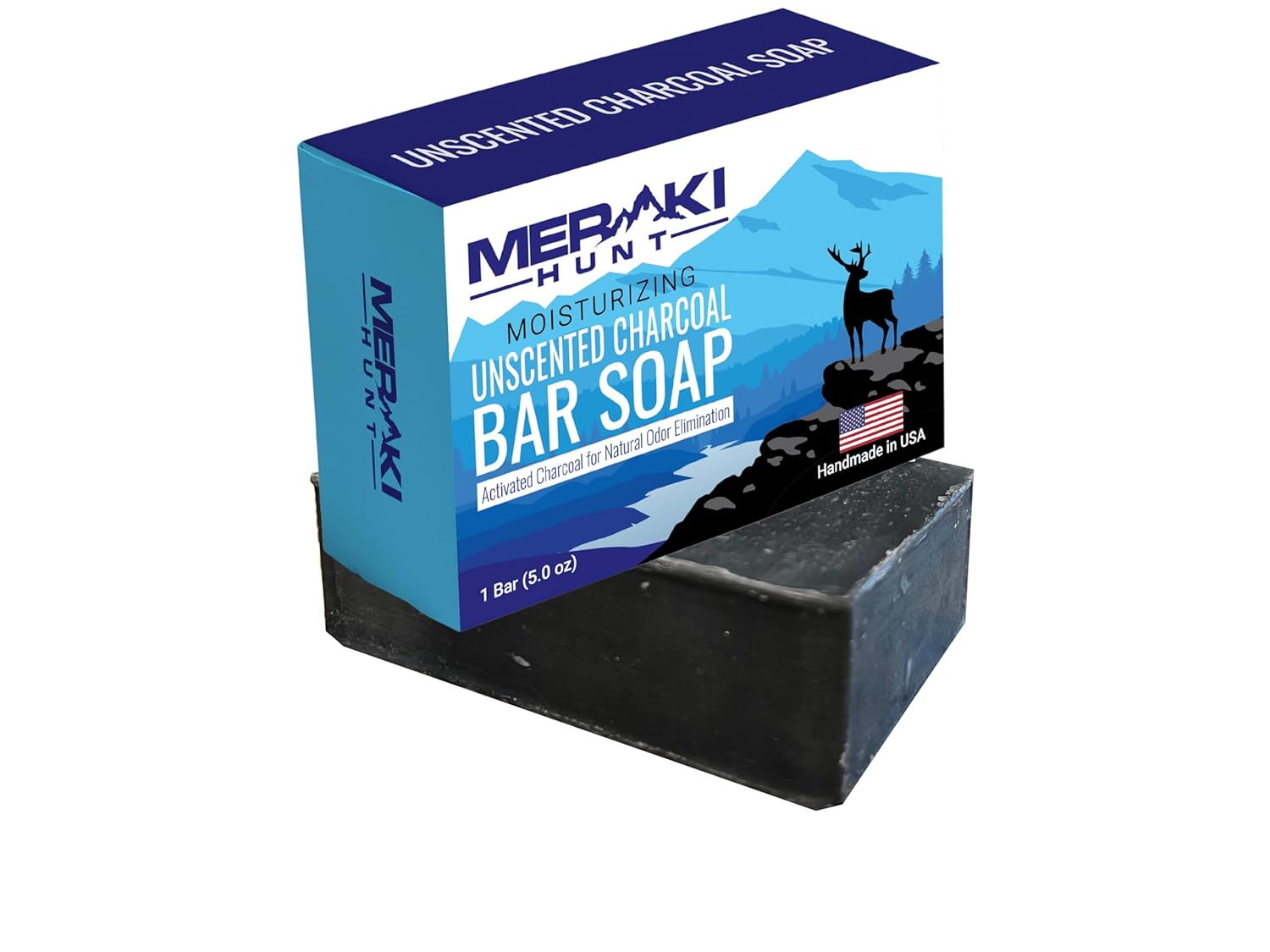 Cross Peak Products Meraki Hunt – Jabón en barra sin perfume con carbón activado para eliminar olores corporales naturales, sin fragancia, jabón