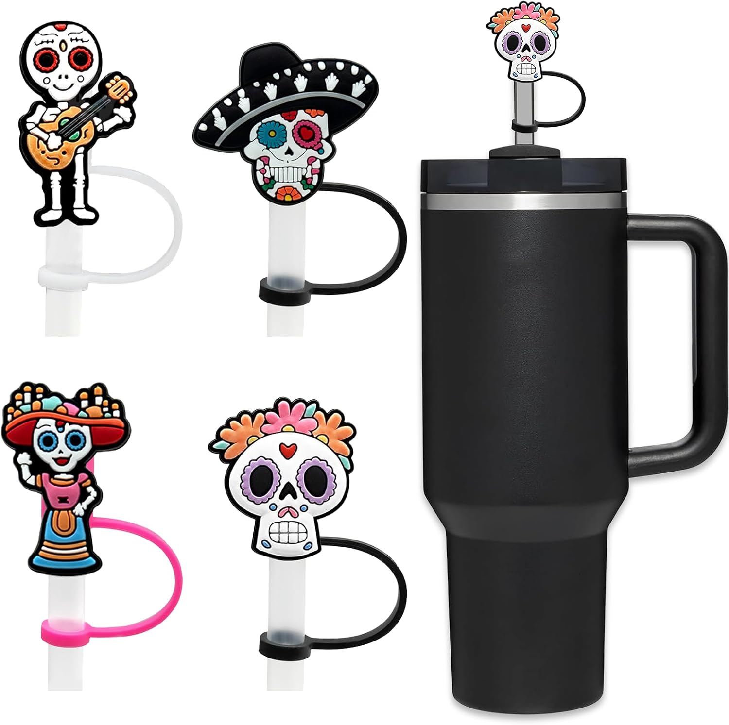 Cubierta de paja para copa Stanley, 4 unidades, compatible con popotes StanleyYeti de 0.394 in, protector de paja a prueba de polvo, tapa de paja