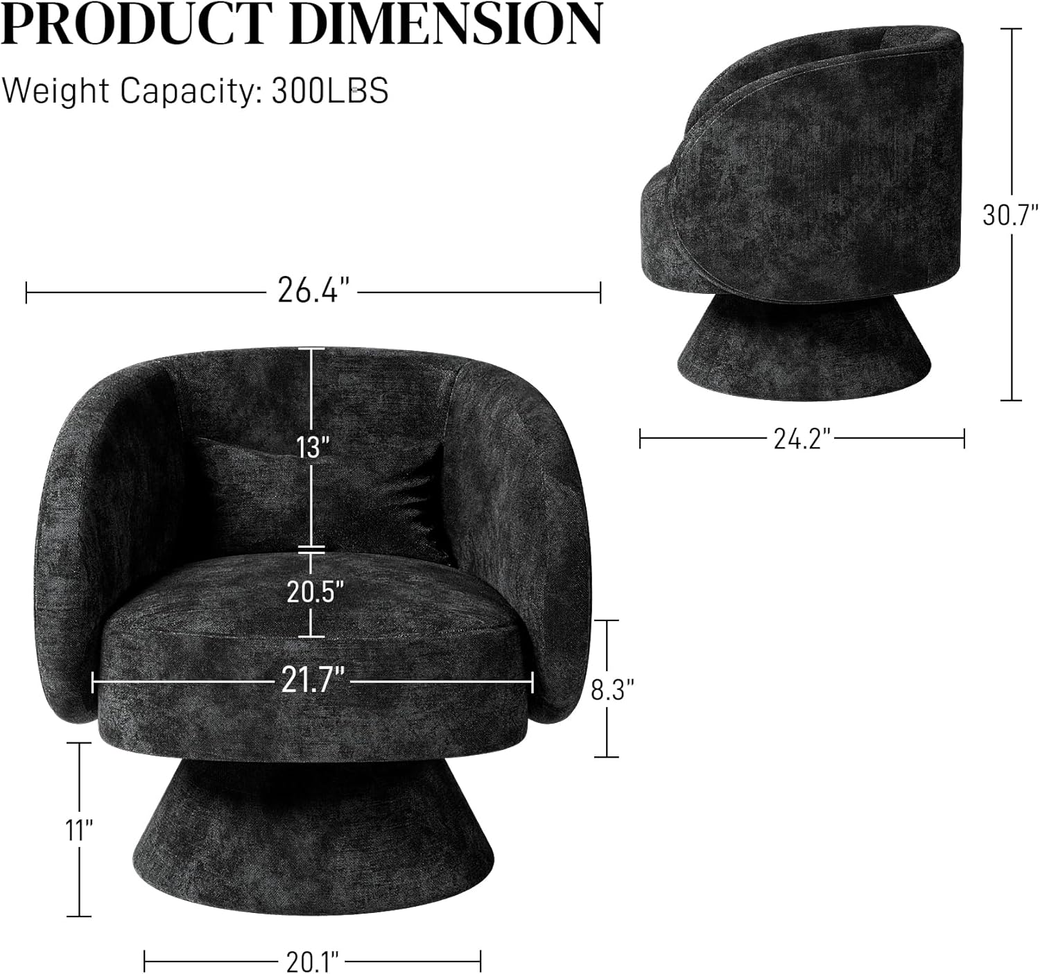OUYESSIR Sillas giratorias de barril, silla giratoria de 360 grados, silla redonda moderna con almohada, sillas de sala de estar de tela cómoda para
