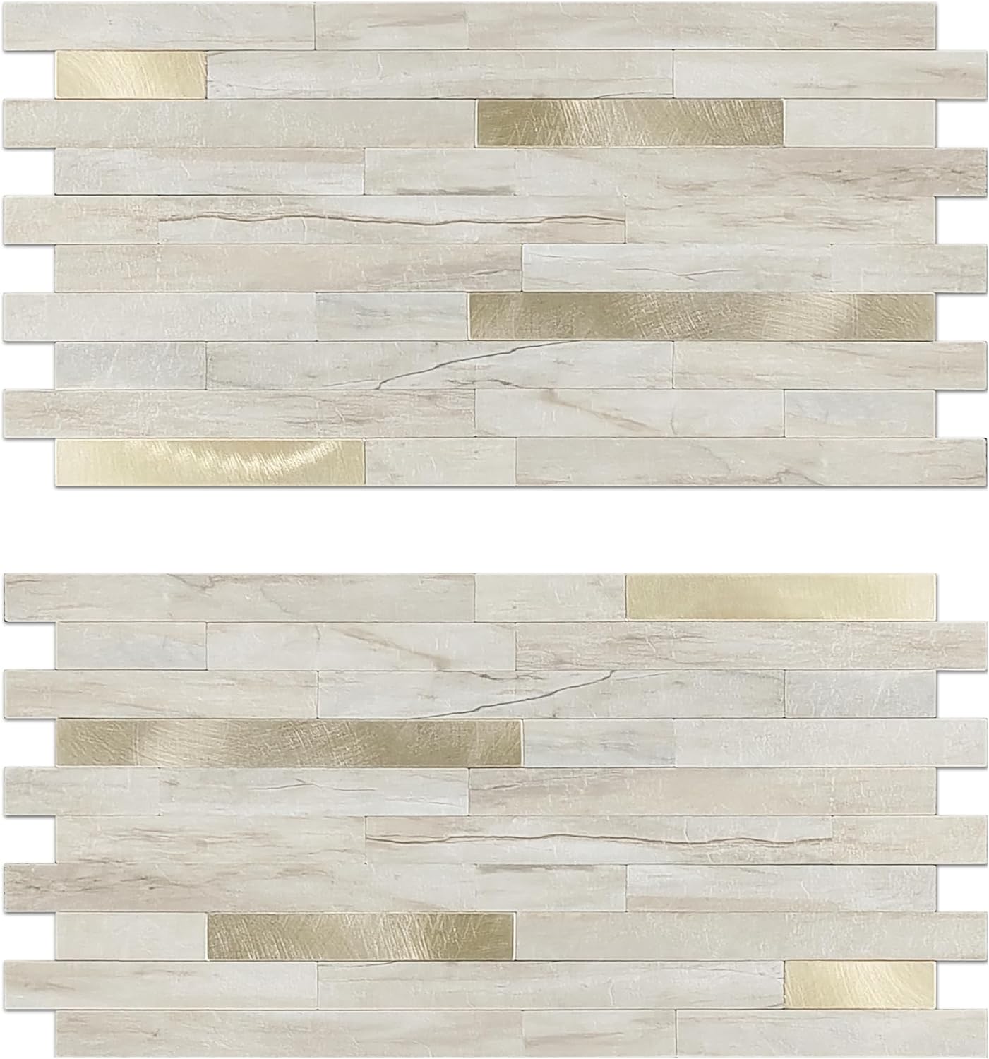 KASARO 20 hojas de azulejos adhesivos de PVC para pared de cocina, azulejos de mosaico adhesivos de PVC con rayas adornadas vintage de metal,