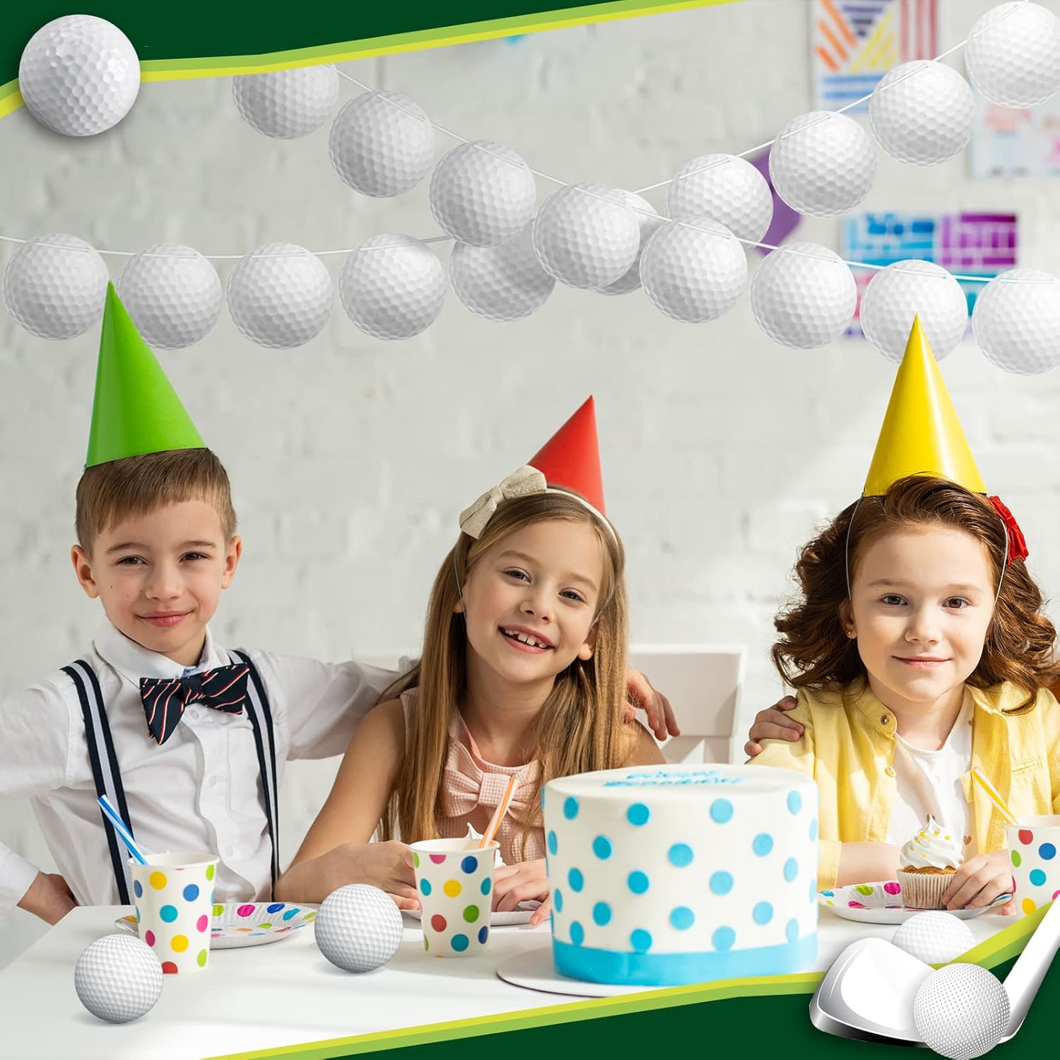 5 piezas de decoraciones de fiesta de golf, suministros de fiesta de golf, banderines de golf, banderines colgantes, guirnaldas de papel de golf