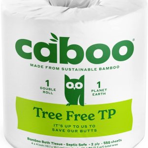 Caboo Papel higiénico de bambú, rollos de papel higiénico envueltos individualmente, sin árboles, papel higiénico ecológico, rollo grande con 550 Caboo Papel higiénico de bambú, rollos de papel higiénico envueltos individualmente, sin árboles, papel higiénico ecológico, rollo grande con 550