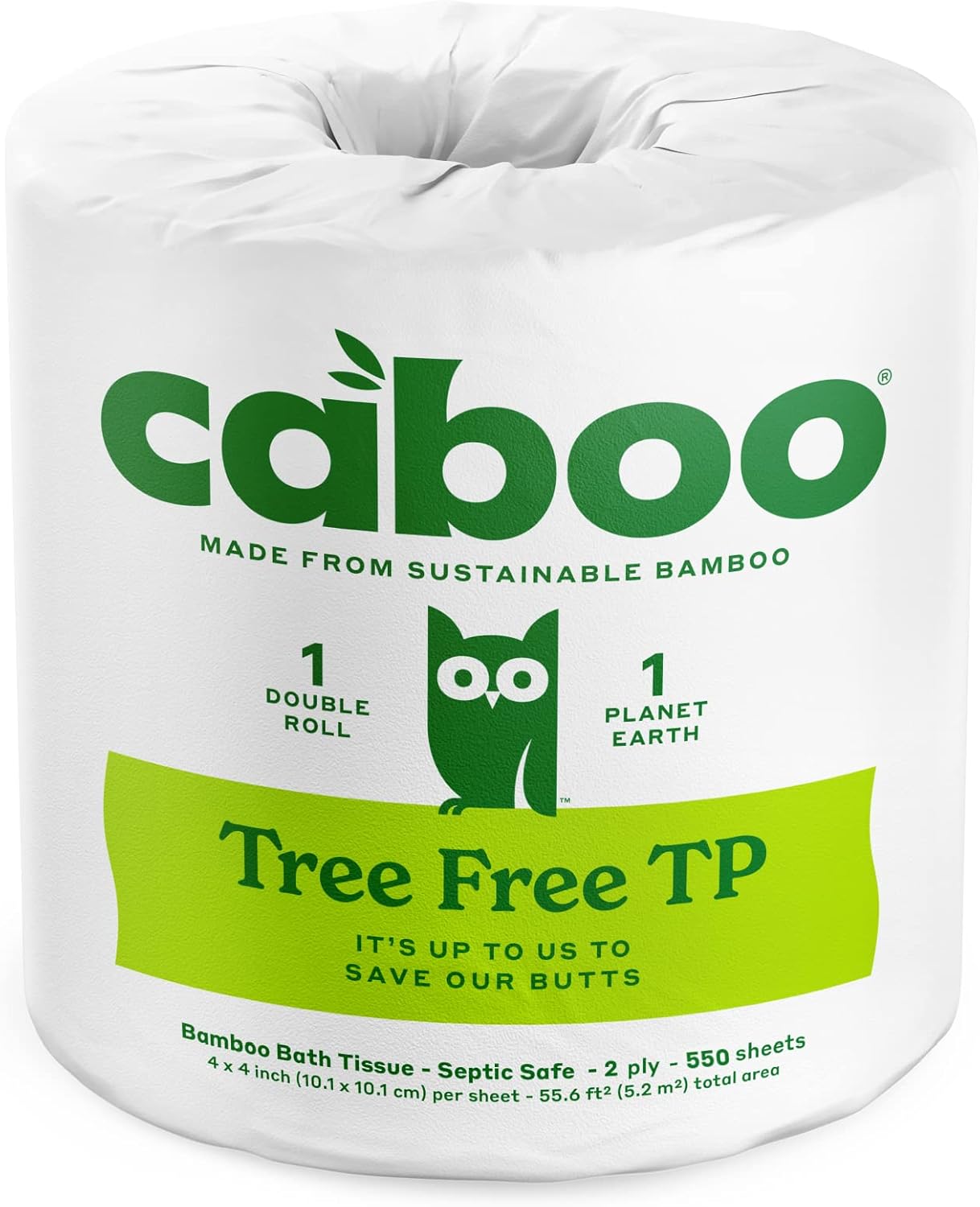 Caboo Papel higiénico de bambú, rollos de papel higiénico envueltos individualmente, sin árboles, papel higiénico ecológico, rollo grande con 550