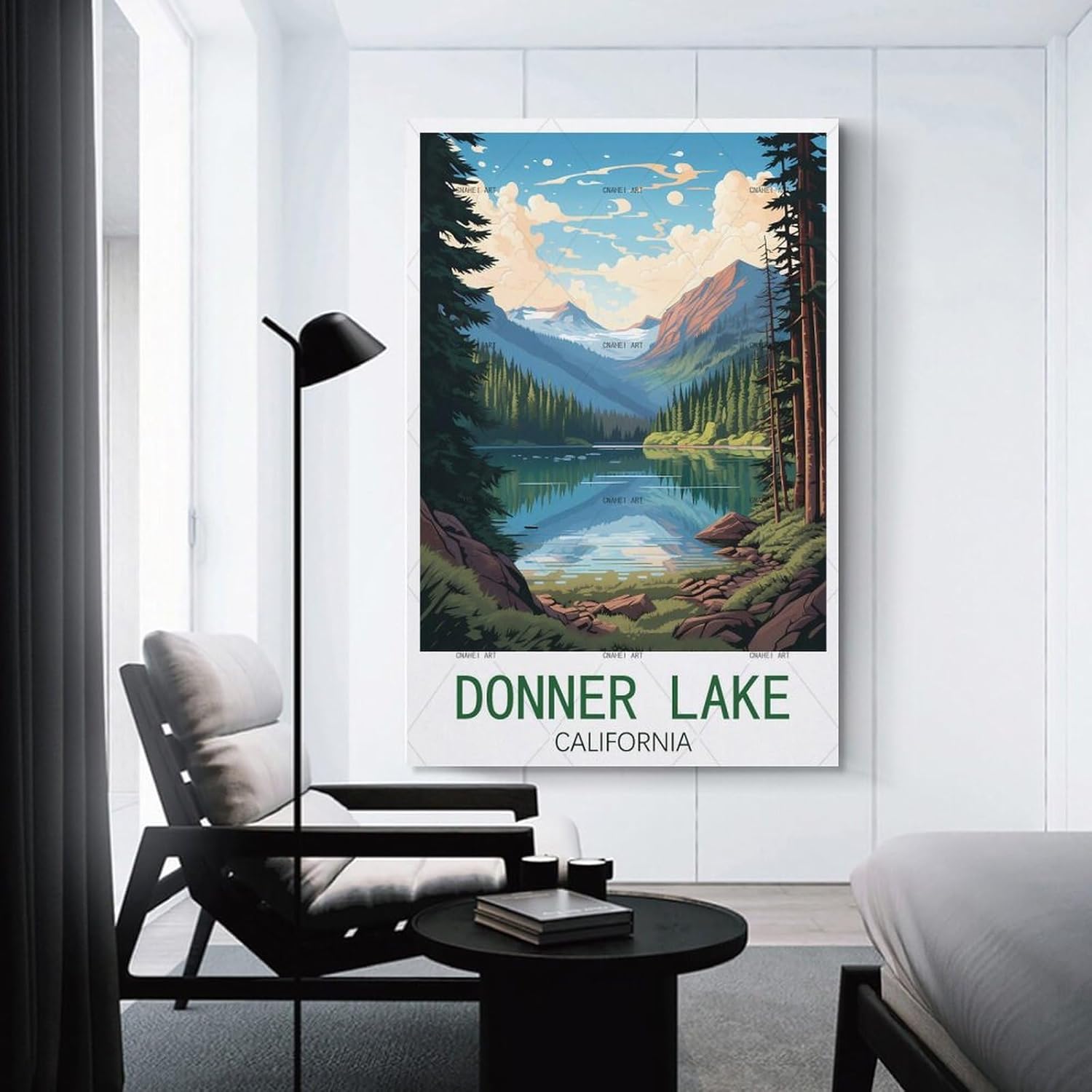 GuYaNa Donner Lake California – Pósteres de viaje vintage de 12 x 18 pulgadas (11.8 x 17.7 in), lienzo para pared, decoración de pared, sala de