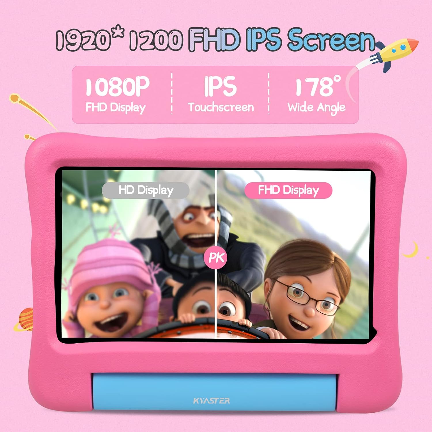 Tableta para niños, tabletas para niños pequeños, 7 pulgadas 5G WiFi 6 Android 12, pantalla IPS Full HD 1920×1200, 2GB RAM 32GB ROM, controles