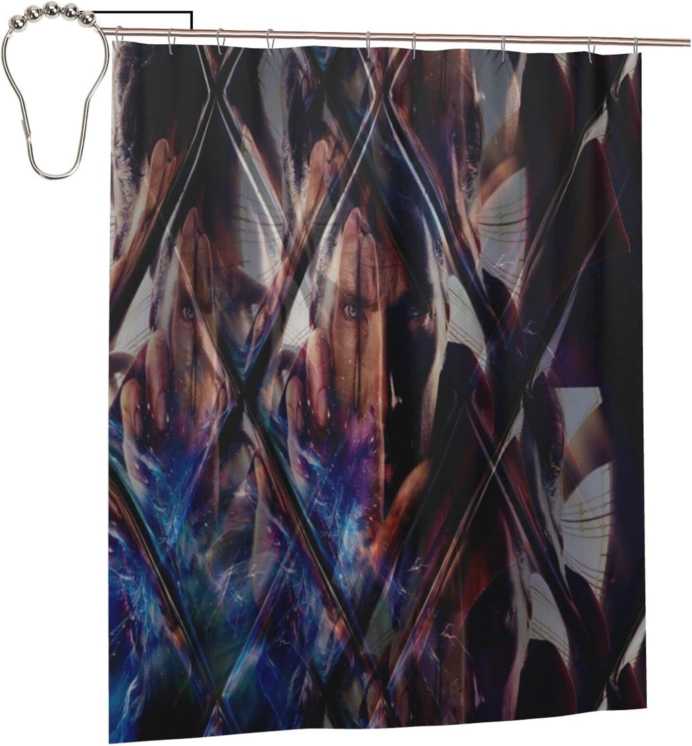 Cortina de ducha Do_ctor Póster Stran_ge de 60 x 72 pulgadas, decoración de baño, juego de cortina de baño de tela impermeable con ganchos para