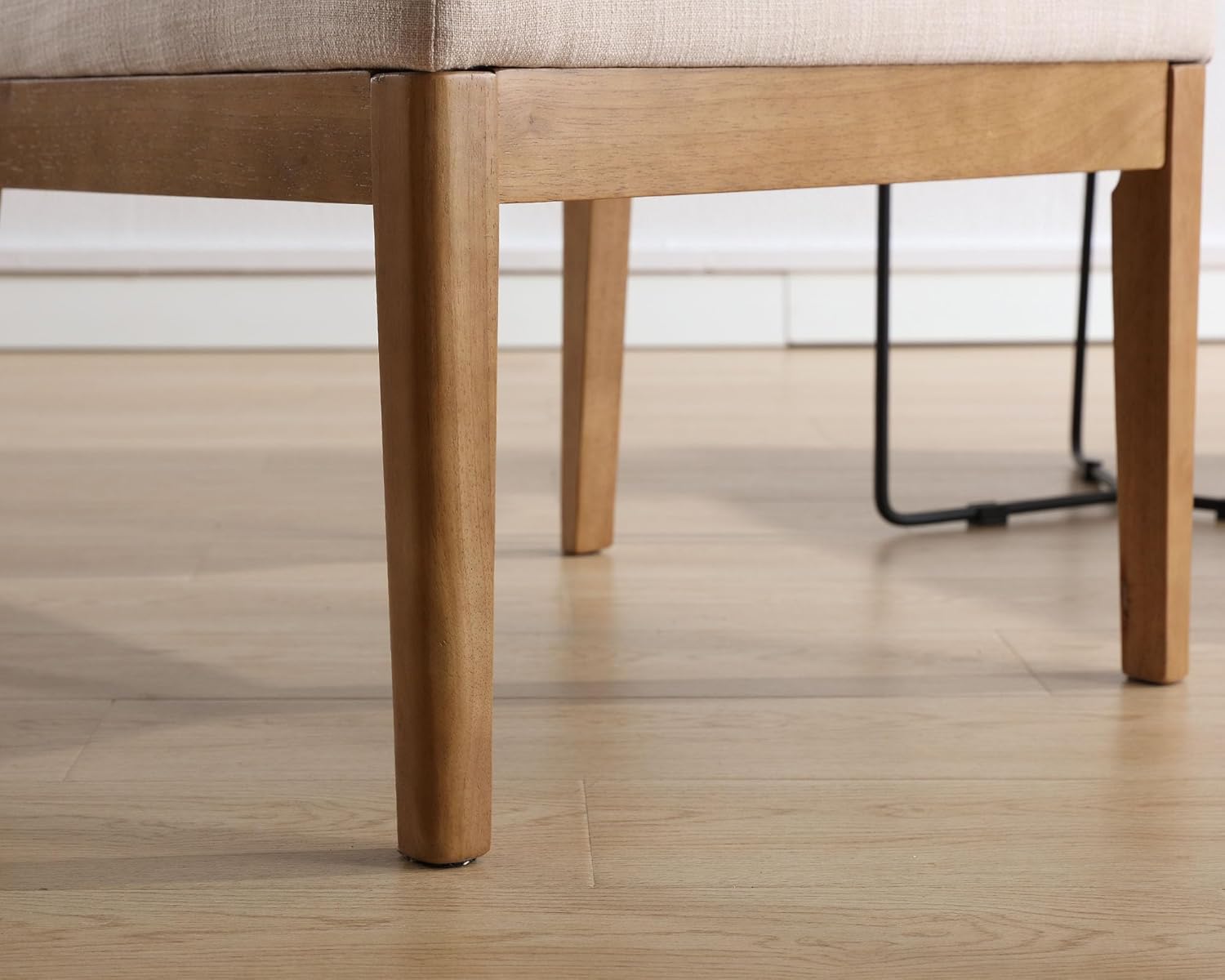 VESCASA Silla decorativa tapizada con respaldo cuadrado de ratán, silla sin brazos con asiento acolchado para sala de estar, lino beige con patas de