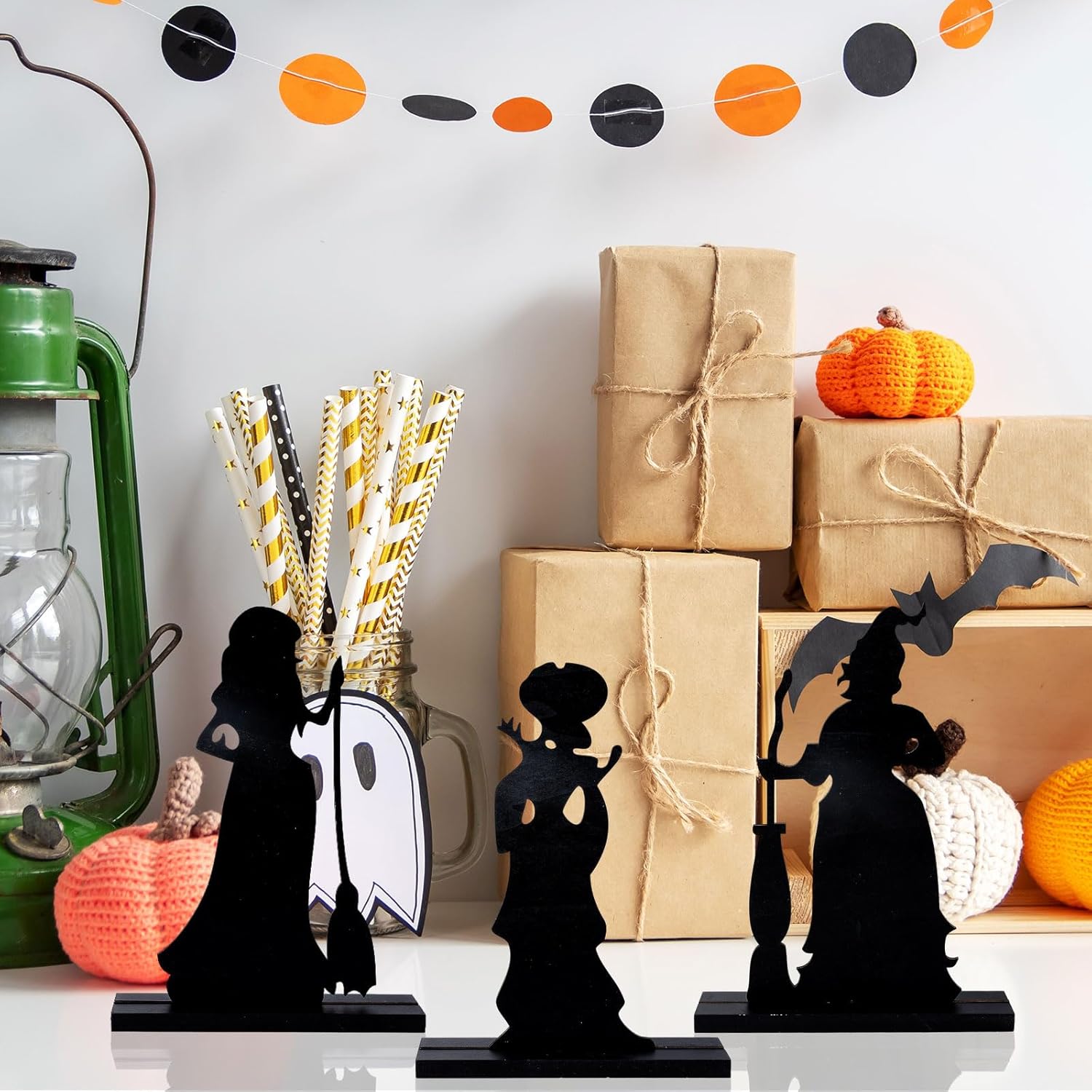 Whaline 3 piezas de decoración de mesa de Halloween Hocus Pocus, bruja de madera, centro de mesa para Halloween, regalo divertido, decoración del