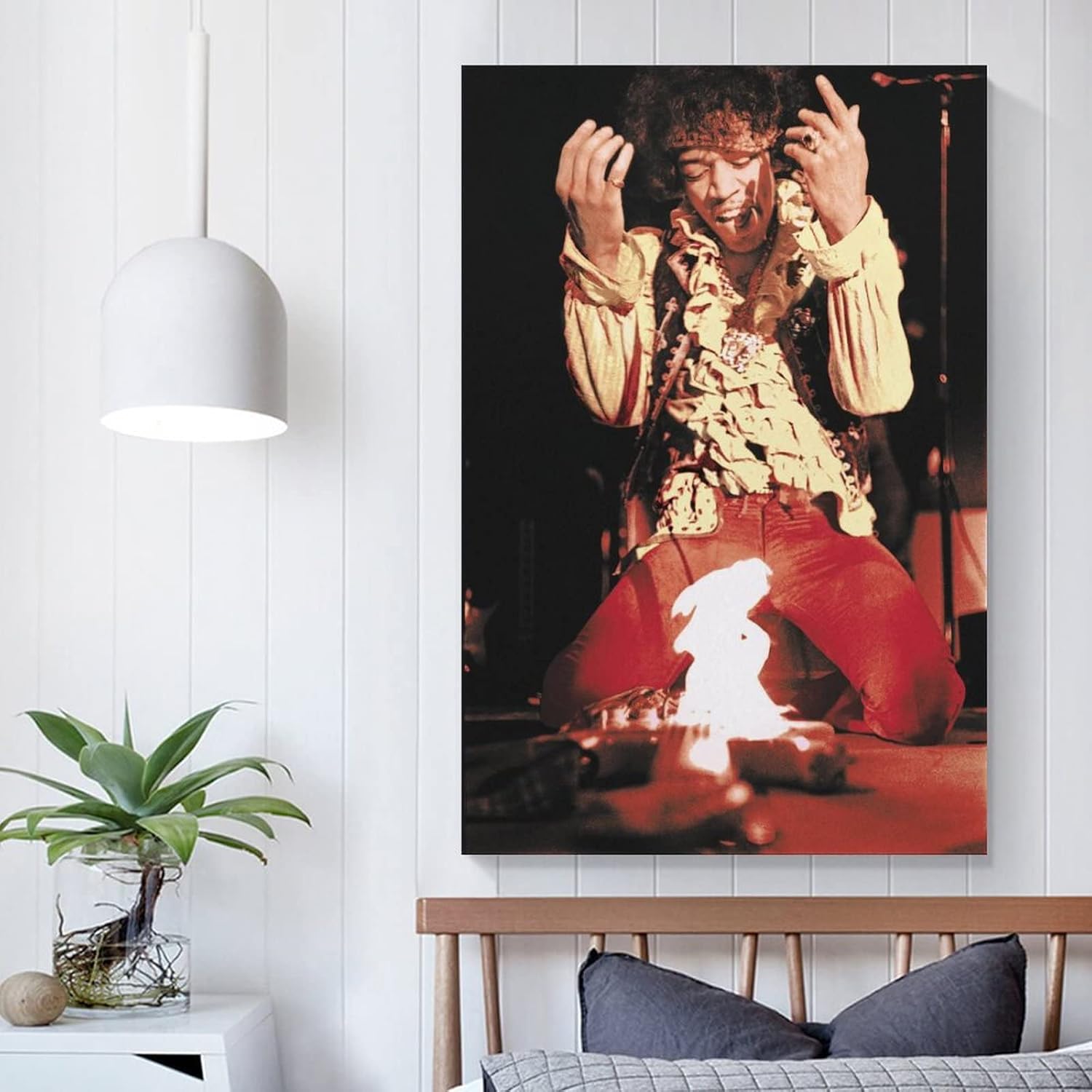 Jimis – Póster fotográfico de guitarra ardiente Hendrix para decoración de pared, decoración de habitación, decoración de dormitorio, regalos