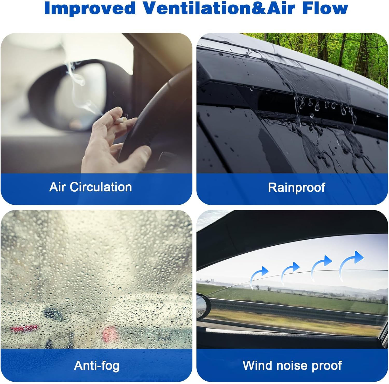 4 viseras de ventana, deflectores de ventilación, protección solar, viento, lluvia, se adapta a Mazda-CX-5 2017-2023 Viseras de ventana de automóvil