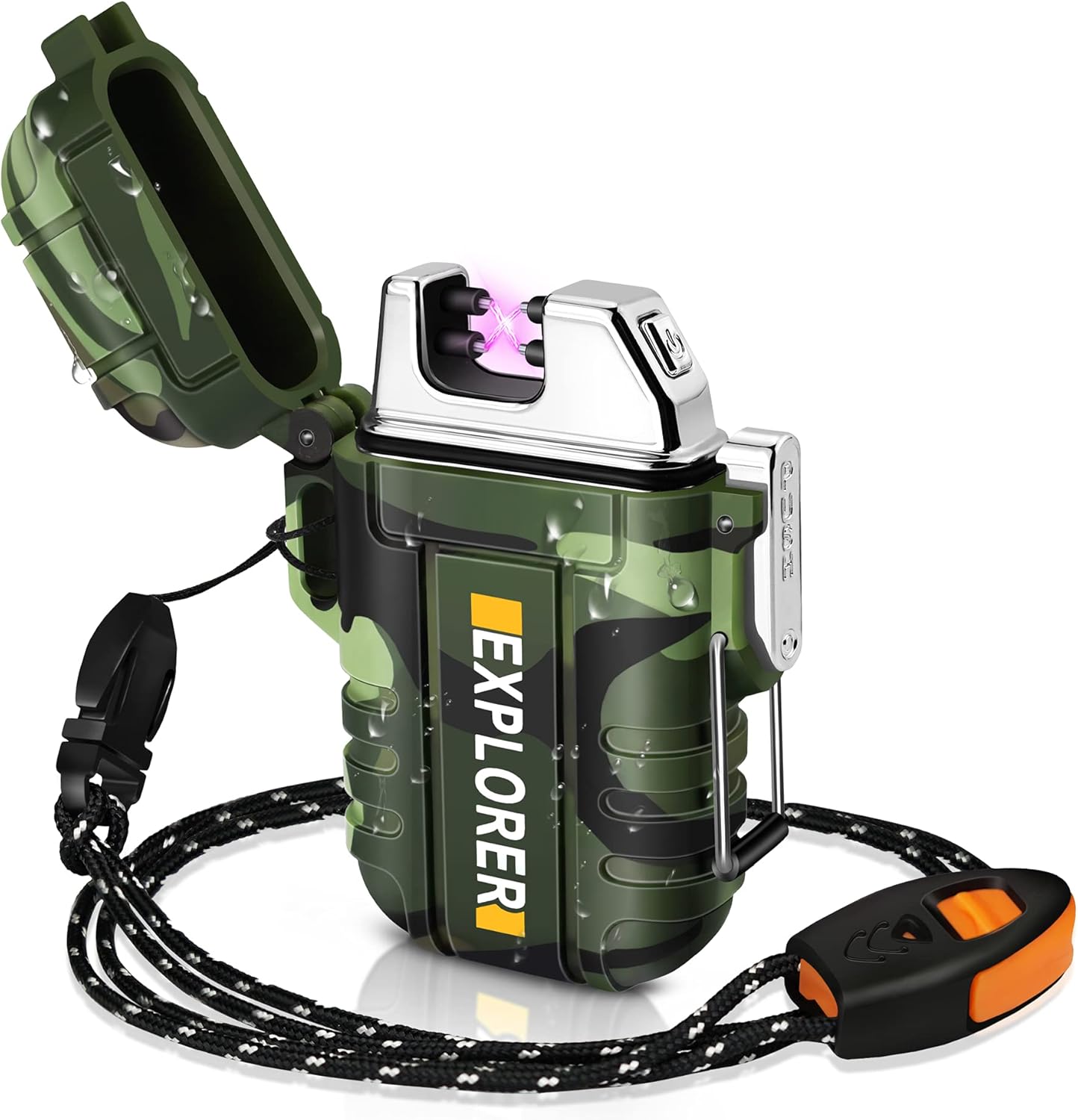 Lafagiet Encendedor de arco impermeable, encendedor de arco de plasma dual, encendedor eléctrico sin llama recargable USB para vela, campamento