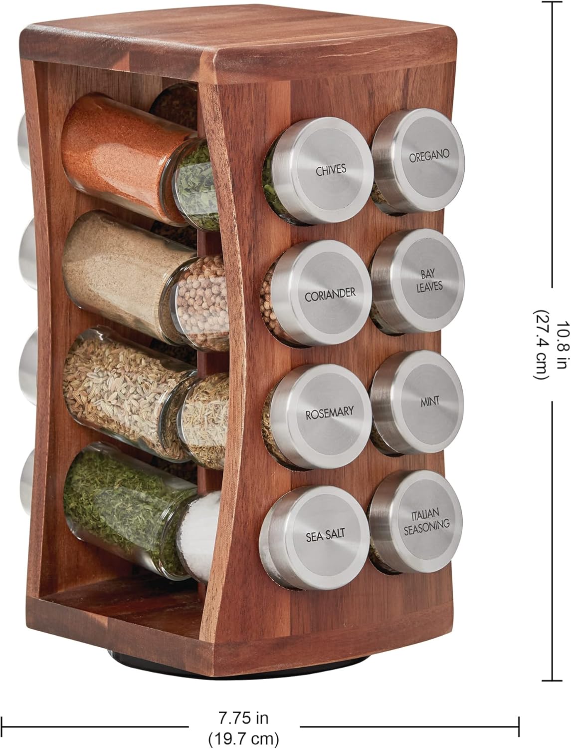 Kamenstein Estante de especias giratorio para encimera de reloj de arena de 16 tarros con especias incluidas, repuestos de especias gratis durante 5