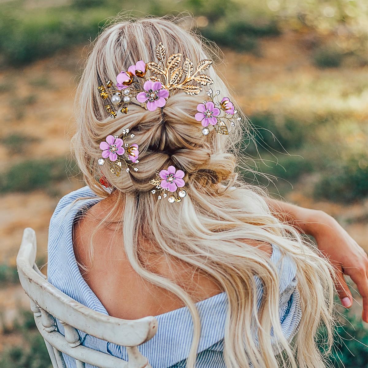 5 horquillas para el pelo de boda con flores para novia, perlas, pinzas para el cabello con diamantes de imitación, horquillas para el cabello de