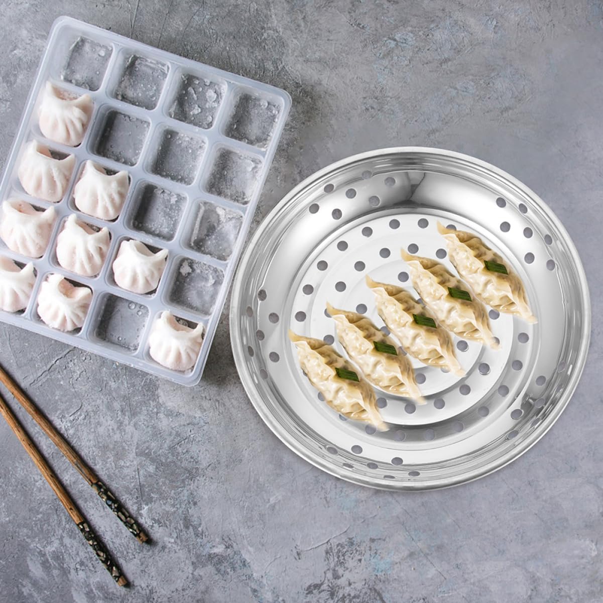 RORPOIR Hair Steamer Steam Basket Stainless Steel Food Dish Stainless Steel Food Tray Dumpling Storage Plate Metal Plate Salad Holder Leaky Disk